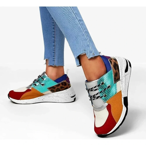 Women's High Heel Wedge Sneakers Fashion Cliff Platform Retro Shoes - Picture 8 of 9